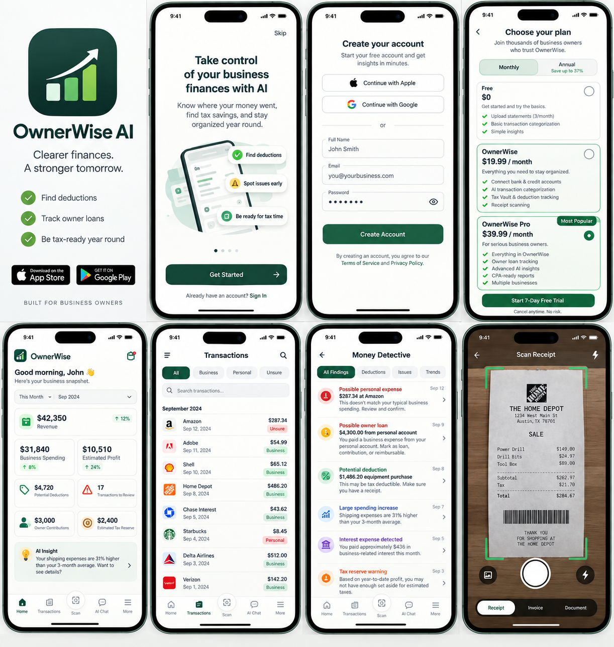 OwnerWise mobile app design preview
